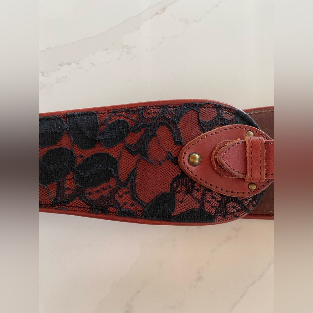 Anthropologie Lace Over Leather Belt - Picture 5 of 10